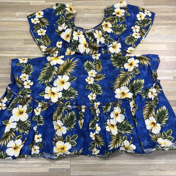 VTG Ky's Hawaiian Dress Made In Hawaii Ruffle Size L - JN309 - Picture 2 of 5
